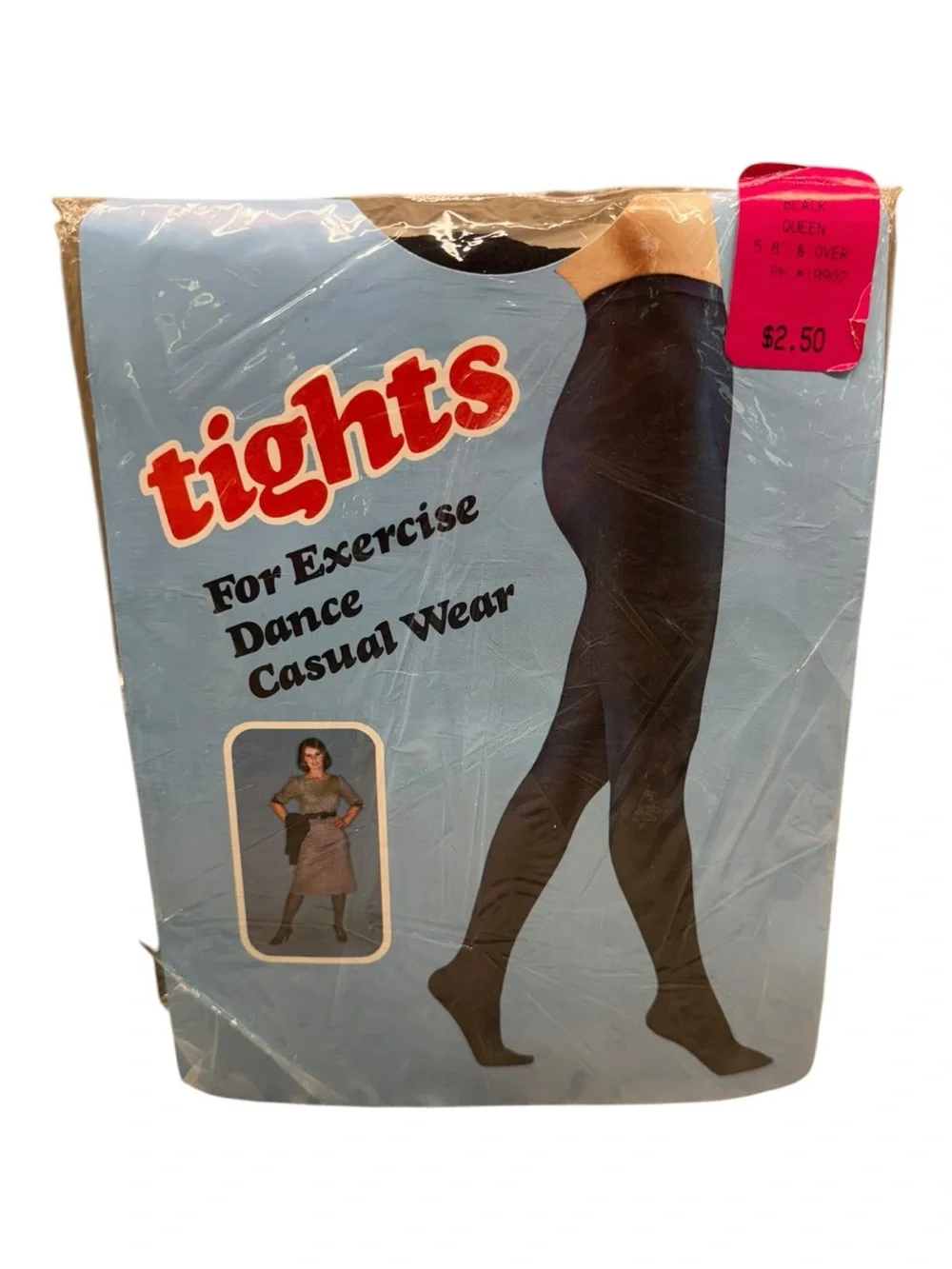 Vintage Exercise Dance Casual Wear Tights Size Queen Black